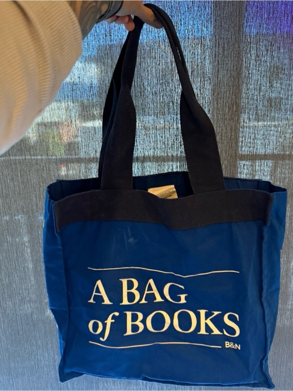 Barnes and Noble Blue Canvas Reusable Tote Bag 100% Cotton A Bag Of Books B&N